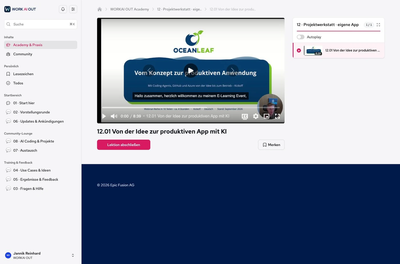 Real Memberspot video view of the existing project recording From an idea to a production app with AI.